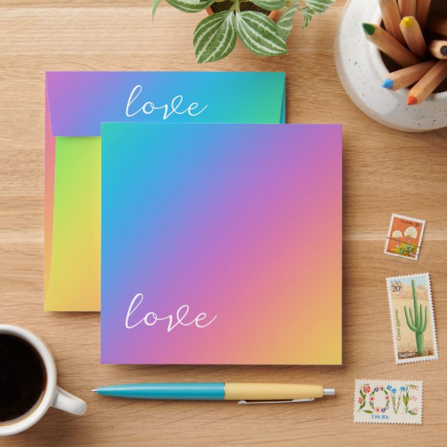 Enveloppes lumineuses d'amour arc-en-ciel (Desk)