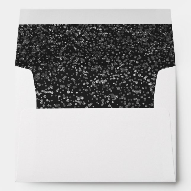 Enveloppes Luxe élégant| Mariage Black Silver Confetti 5X7 (Dos (Bas))