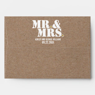Enveloppes M. & Mme typographie kraft papier mariage rustique