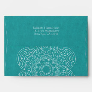 Enveloppes Mandala Jardin d'été Mariage Chic Vert Turquoise