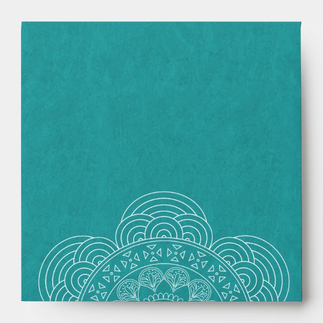 Enveloppes Mandala Summer Garden Turquoise Adresse de retour (Devant)