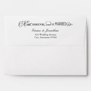 Enveloppes Manger, boire et être marié Noir et Blanc