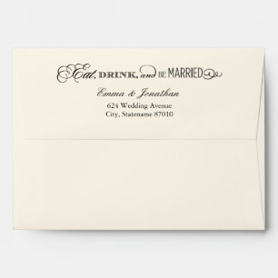 Enveloppes Manger Boire et Être Mariés Ivoire Noir
