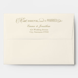 Enveloppes Manger Boire et Être Mariés Ivoire Or