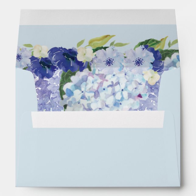 Enveloppes Mariage Blue Hydrangea (Dos (Bas))