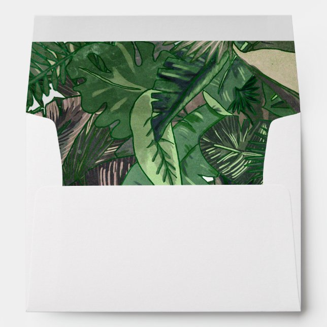 Enveloppes mariage botanique tropical feuille (Dos (Bas))