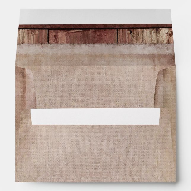 Enveloppes Mariage campagnard Russe Burlap et Barn Wood (Dos (Bas))