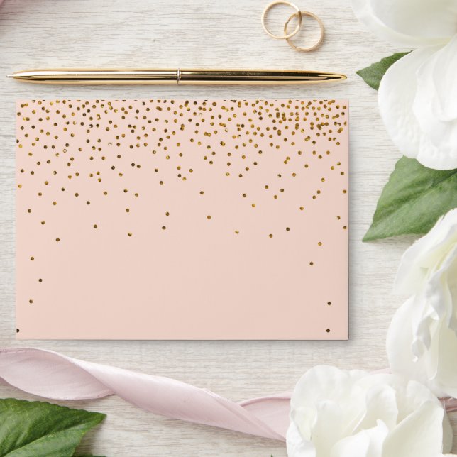 Enveloppes Mariage Confetti rose et or (Wedding)