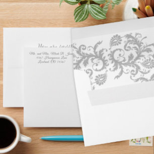 Enveloppes Mariage damassé gris