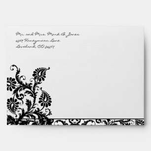 Enveloppes Mariage damassé Noires À L'Intérieur