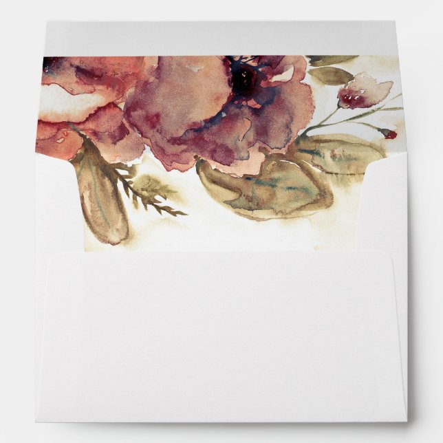 Enveloppes Mariage d'aquarelle Bourgogne (Dos (Bas))