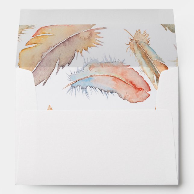 Enveloppes mariage d'aquarelle en plumes de sauce (Dos (Bas))