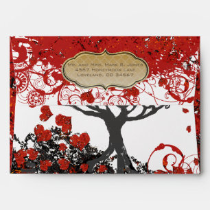 Enveloppes Mariage de feuille de coeur rouge