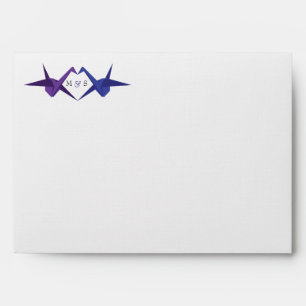 Enveloppes Mariage de grues Origami (bleu et violet)