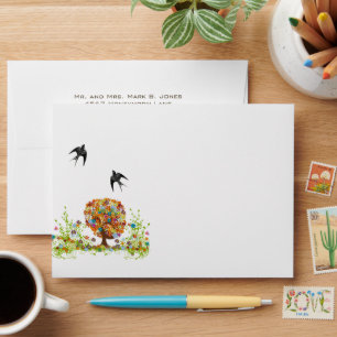 Enveloppes Mariage de la branche côté forêt enchantée