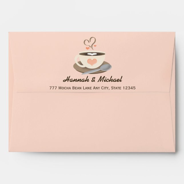 Enveloppes Mariage de la Coupe du Café Coeur (Dos (Haut rabat))
