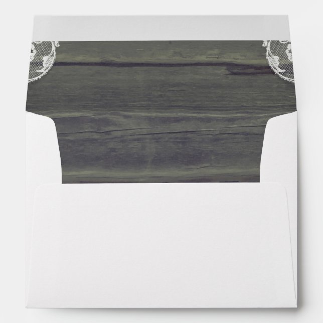 Enveloppes Mariage de la dentelle blanche et du bois de la gr (Dos (Bas))