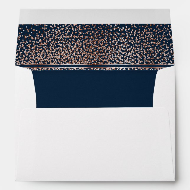 Enveloppes Mariage de Parties scintillant d'or Rose et marine (Dos (Bas))