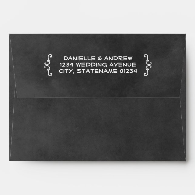 Enveloppes Mariage de tableau de bord manuscrit rustique noir (Dos (Haut rabat))