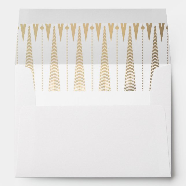 Enveloppes Mariage d'époque Art déco blanc et or (Dos (Bas))