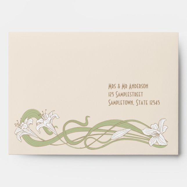 Enveloppes Mariage des Lys blancs RSVP (Devant)