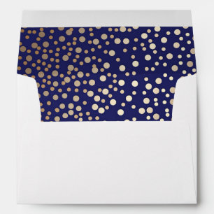 Enveloppes Mariage des points Confetti Marine et Gold