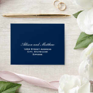 Enveloppes Mariage élégant bleu marine et blanc RSVP