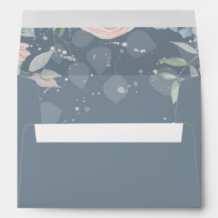 Enveloppes Mariage élégant de fleurs de bleu et de pêche