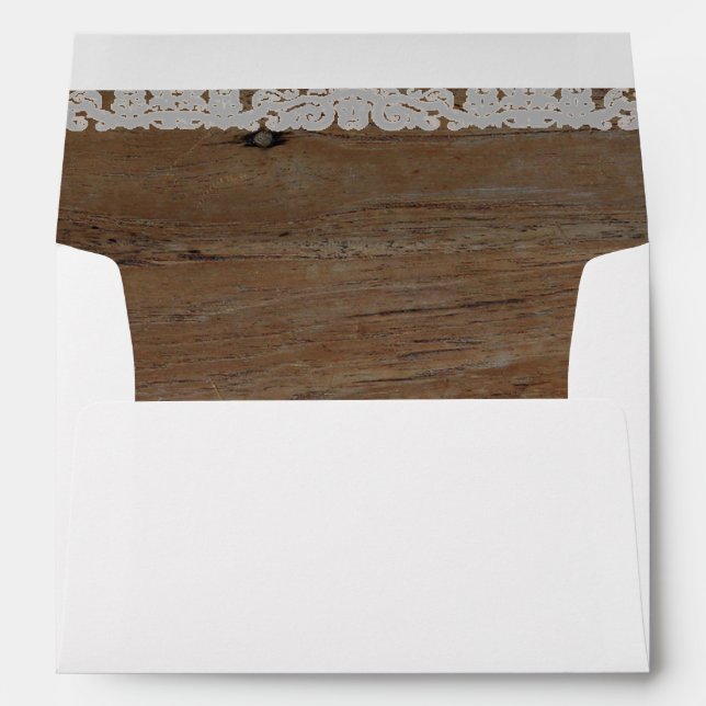 Enveloppes Mariage en bois de texture de grange rustique (Dos (Bas))