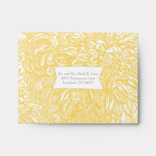 Enveloppes Mariage en fleur Dahlia jaune Iris