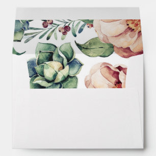 Enveloppes mariage en ivoire de chute florale d'aquarelle
