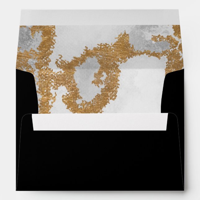 Enveloppes Mariage en marbre noir et or (Dos (Bas))
