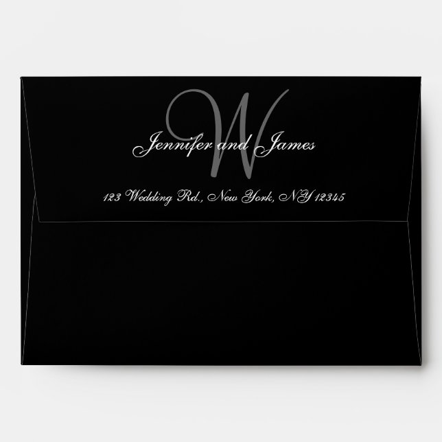 Enveloppes Mariage fait sur commande de monogramme noir et (Dos (Haut rabat))