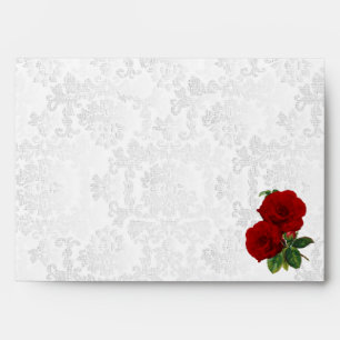 Enveloppes Mariage floral Rose rouge profonde