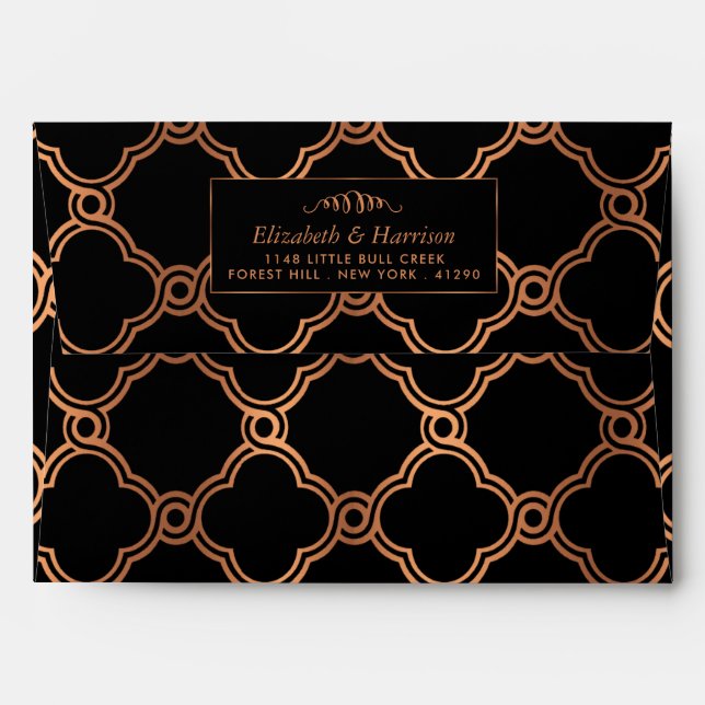 Enveloppes Mariage Géométrique vintage Gatsby (Dos (Haut rabat))
