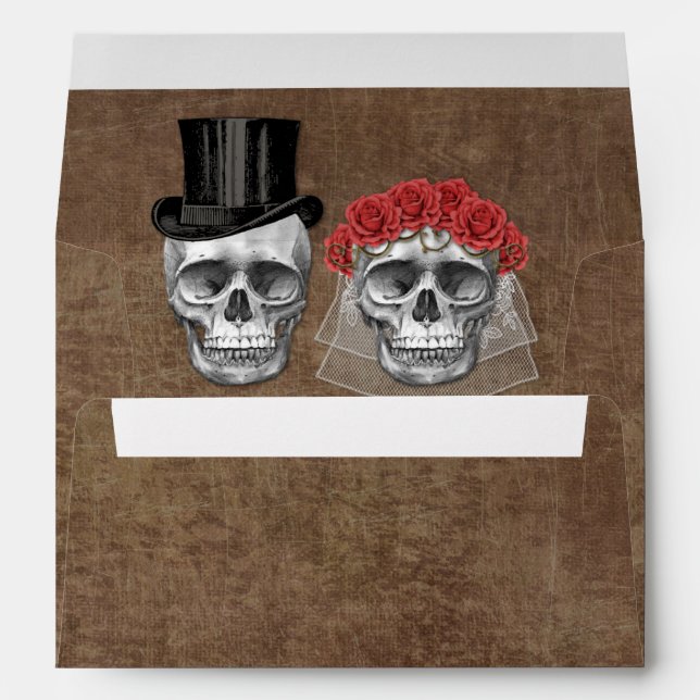Enveloppes Mariage gothique du Jour du Couple de Crâne mort (Dos (Bas))