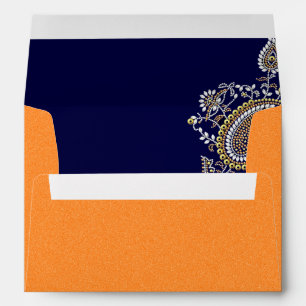 Enveloppes Mariage indien indou orange de Paisley Ganesh de