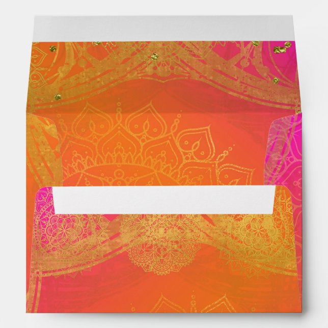 Enveloppes Mariage indien Mandala Pink Orange (Dos (Bas))