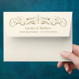 Enveloppes Mariage Ivoire Vintage et Or Antique