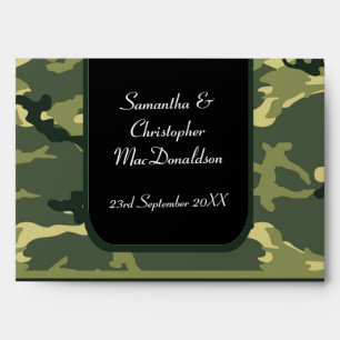 Enveloppes mariage militaire de l'armée de camo vert
