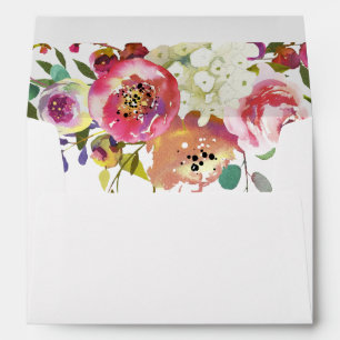 Enveloppes Mariage moderne floral d'aquarelle de l'or