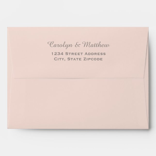 Enveloppes Mariage moderne rose pâle et gris pâle (Dos (Haut rabat))