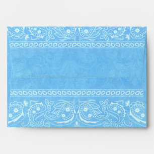 Enveloppes Mariage occidental rustique paisley bleu