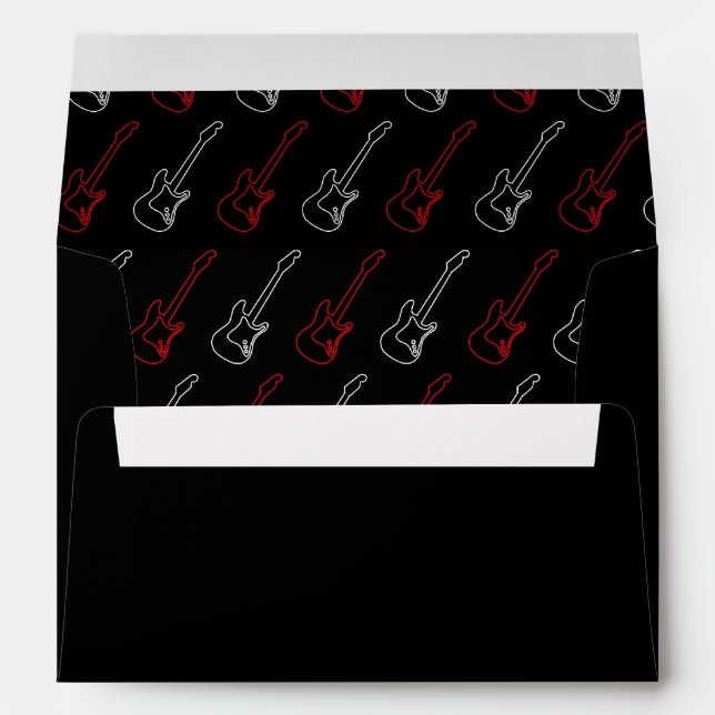 Enveloppes Mariage orienté de musique rouge et noire de rock (Dos (Bas))