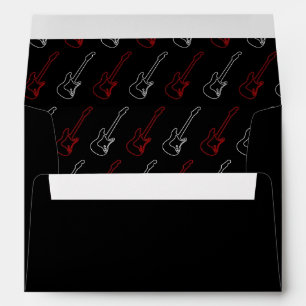 Enveloppes Mariage orienté de musique rouge et noire de rock