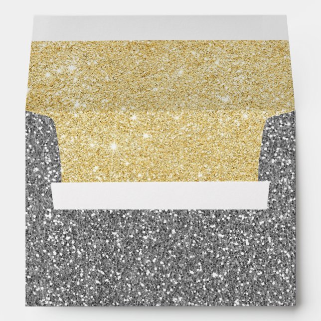 Enveloppes Mariage Parties scintillant Or et argent moderne (Dos (Bas))