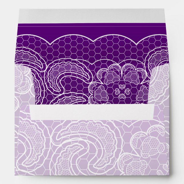 Enveloppes Mariage pourpre de dentelle (Dos (Bas))