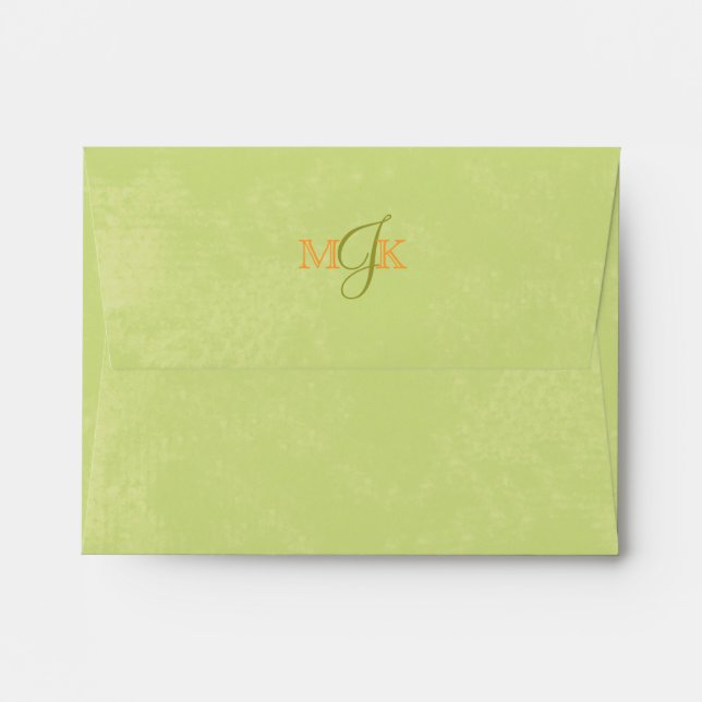 Enveloppes Mariage pré-adressé Lime Green (Dos (Haut rabat))