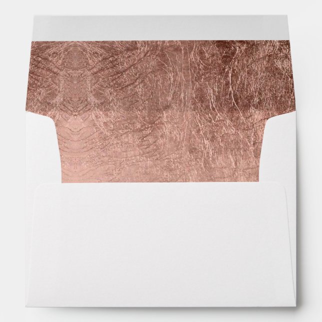 Enveloppes Mariage rose de feuille d'or de faux de luxe (Dos (Bas))
