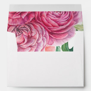 Enveloppes Mariage rose de motif de fleurs d'aquarelle